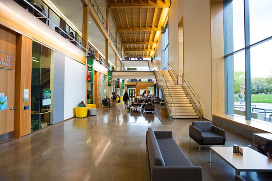 clean college hallway