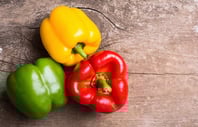 red, green, and yellow bell peppers