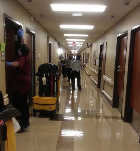 evs team cleaning hall at clark regional